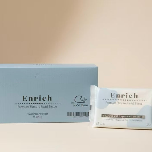 Travel size Enrich facial tissues bundle, dust-free and skincare-infused, perfect for on-the-go